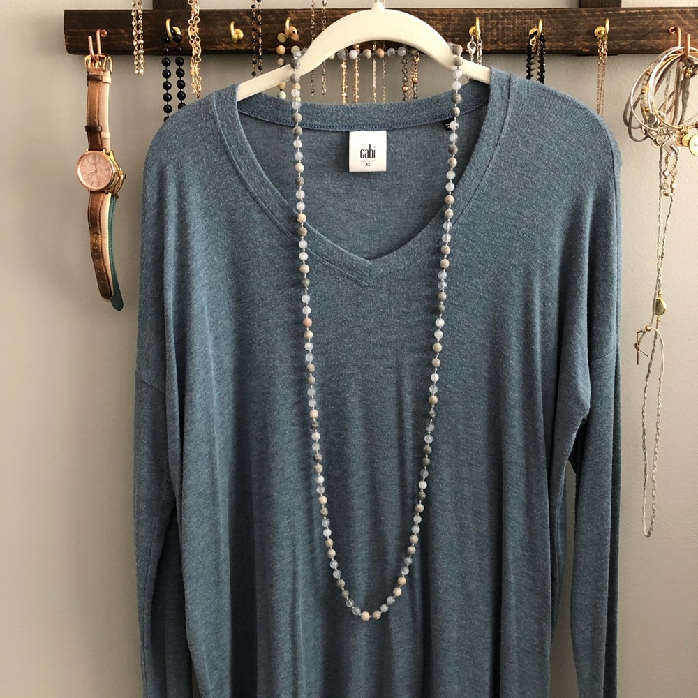 Cabi blue long sleeve soft top